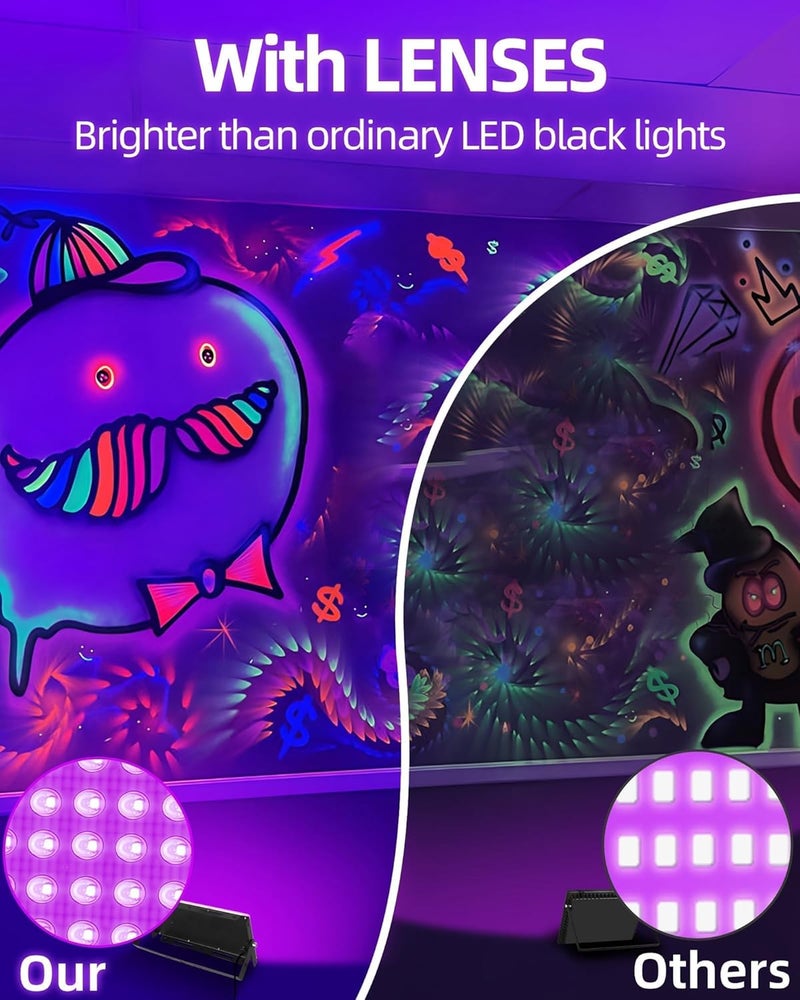 THECHAM Store 50W LED Black Lights IP66 Waterproof Black Light Outdoor with 5.9ft Plug+Switch,Flood Blacklight for Halloween Glow in The Dark Party Stage Light Neon Glow Birthday 1 Pack - Image 2